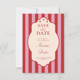 Reserve A Data Salvar data de casamento com listras vermelhas e r