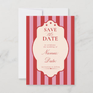 Reserve A Data Salvar data de casamento com listras vermelhas e r