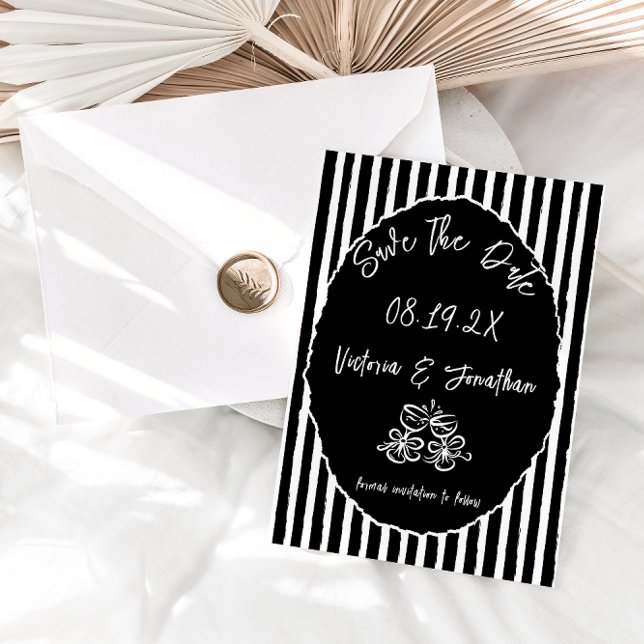 Reserve A Data Salvar data de casamento simples preto e branco (Criador carregado)