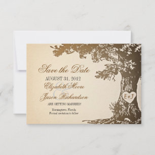 Reserve A Data salvar do vintage velho da árvore da data os