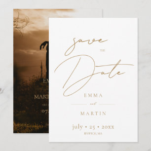 Reserve A Data Salvar foto de casamento com letra dourada elegant