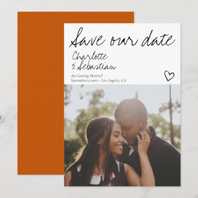 Reserve A Data Salvar nossa foto personalizada manuscrita (Frente/Verso)