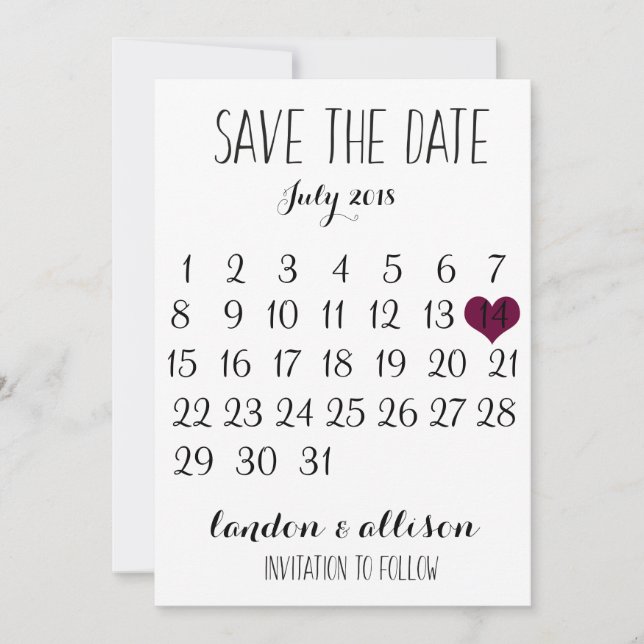 Reserve A Data Salvar O Calendário De Data (Frente)