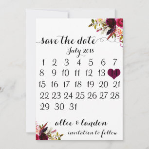 Reserve A Data Salvar O Calendário De Data Boho Floral