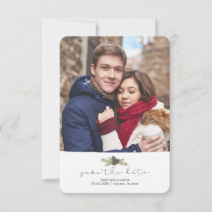 Reserve A Data Salvar o Casamento no inverno Cone & Boughs do Pai