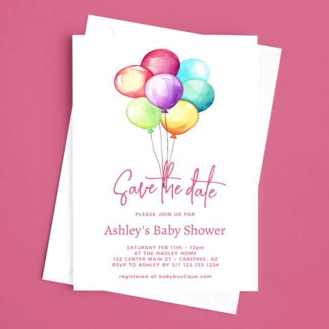 Reserve A Data Salvar o Chá de fraldas de Balões de Data (Criador carregado)