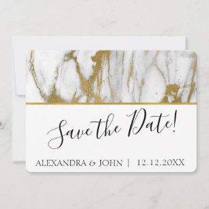 Reserve A Data Salvar o mármore elegante branco e Dourado da data