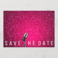 Salvar O Microfone Glitter Rosa Brilhante Com Data