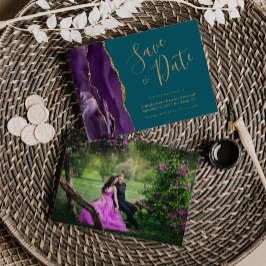 Reserve A Data Salve a Data Ágata Roxo Dourado Verde Água