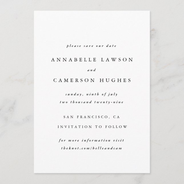Reserve A Data Salve a Data | Casamento Minimal Simples Elegante (Frente)