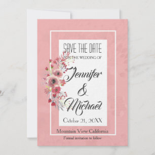 Reserve A Data Salve a Data Casando Flores Rosa Elegantes