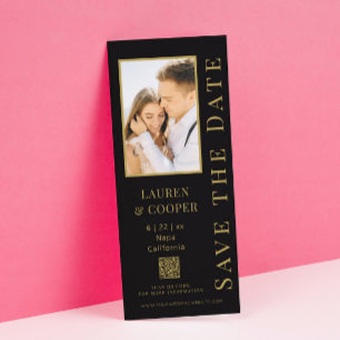 Reserve A Data Salve A Data Código QR Preto Dourado Casamento Mod