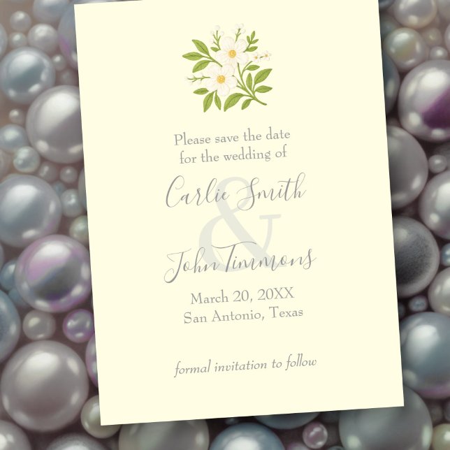 Reserve A Data Salve a data com flores brancas (Criador carregado)