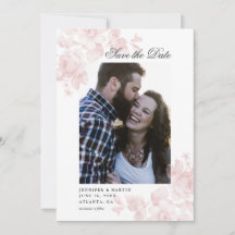 Salve a data com foto floral rosa vintage