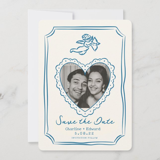 Reserve A Data Salve a data com letra manuscrita funky desenhada  (Frente)