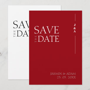 Reserve A Data Salve a Data com Monograma Minimalista Vermelho Ca