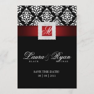 Reserve A Data Salve a data de casamento Damask Jewel Red Black W
