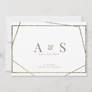 Reserve A Data Salve a Data de Casamento Monograma Texto Dourado 