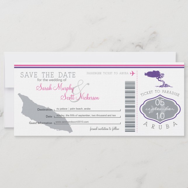 Reserve A Data Salve a Data de Embarque em Aruba (Frente)