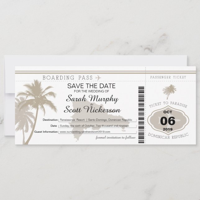 Reserve A Data Salve a Data de Embarque na República Dominicana (Frente)