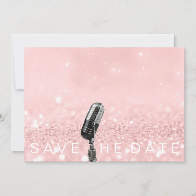 Reserve A Data Salve A Data Do Microfone Glitter Rosa De Lâmpada  (Frente)