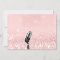 Salve A Data Do Microfone Glitter Rosa De Lâmpada 