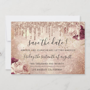 Reserve A Data Salve A Data Florais Rosa Brilho Gotas Marsala