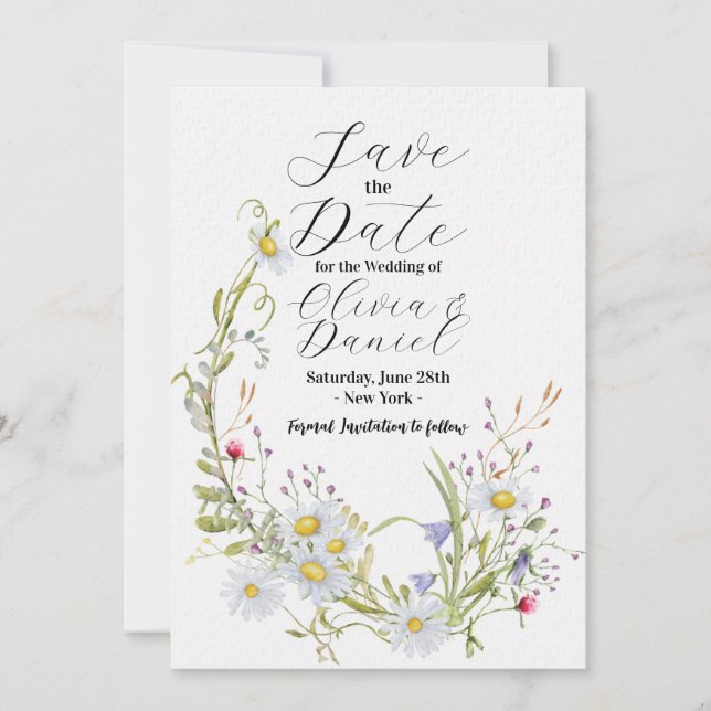 Reserve A Data Salve A Data Floral Cunho De Casamento Daisy (Frente)