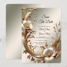Reserve A Data Salve a Data Floral Dourado