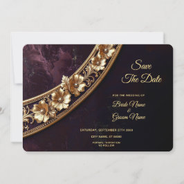 Reserve A Data Salve a Data Floral Dourado Ornamentado
