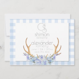 Reserve A Data Salve a Data | Ginga Azul Monograma Floral BOHO