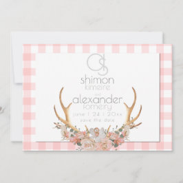 Reserve A Data Salve a Data | Ginga Coral Monograma Floral BOHO