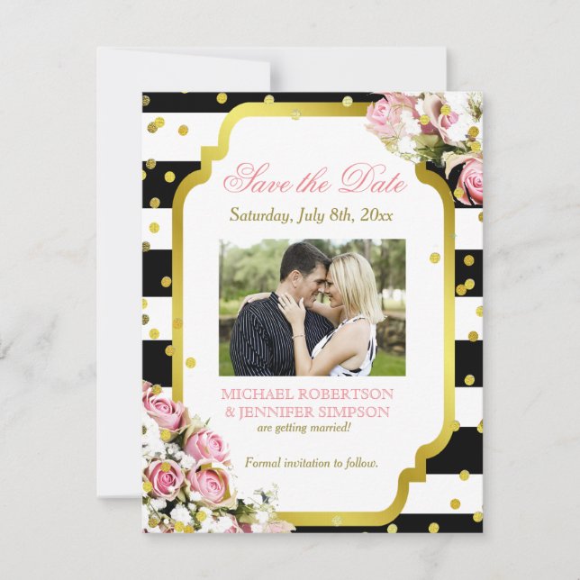 Reserve A Data Salve a Data Inserir Confetes Rosas Respiradouro d (Frente)