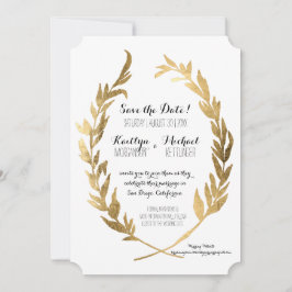 Reserve A Data Salve a data Laurel Wreath Olive Leaf Faux Dourado