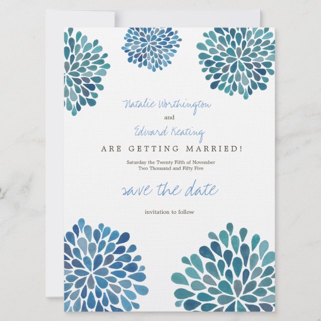 Reserve A Data Salve a data Linen Blue Flower Petal Blooms (Frente)