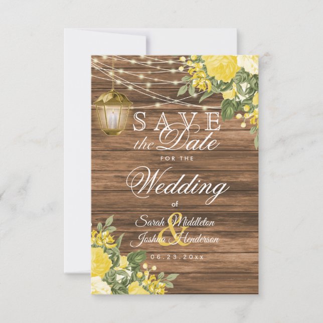 Reserve A Data Salve a Data Madeira, Lanternas e Flor Amarela (Frente)