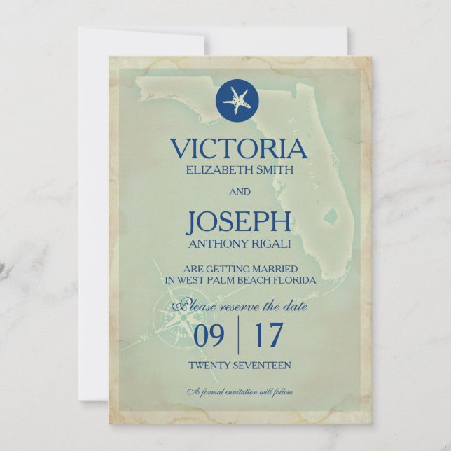 Reserve A Data Salve A Data - Mapa Antigo Flórida (Frente)