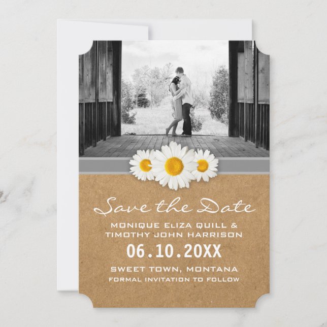 Reserve A Data Salve a data - Rustic Paper and Daisies (Frente)