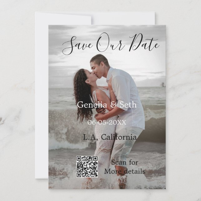 Reserve A Data Salve a data simples código QR mínimo detalhes de  (Frente)