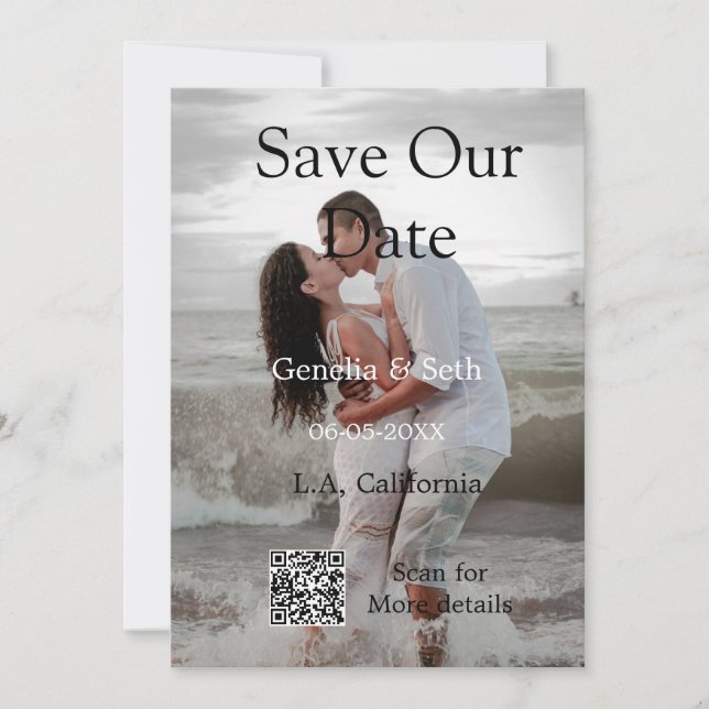 Reserve A Data Salve a data simples código QR mínimo detalhes de  (Frente)