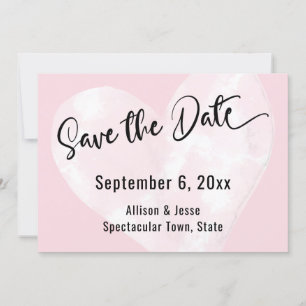 Reserve A Data Salve a data White Watercolor Heart on Pink Card
