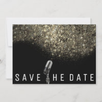Salve A Glitter De Data Dourada No Microfone Preto