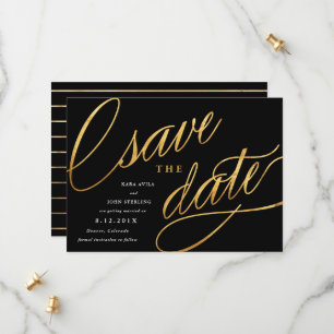 Reserve A Data Salve as Datas Simples Modernas Preto e Dourado
