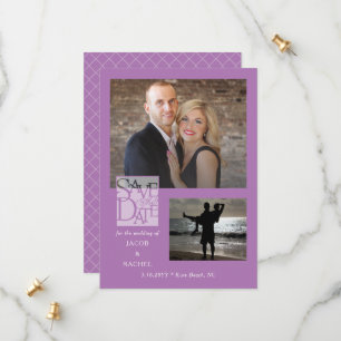 Reserve A Data Salve o casamento de Lavanda Elegante de 2 Fotos