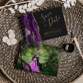 Reserve A Data Salve o Dia Ágata Roxo Dourado Escuro