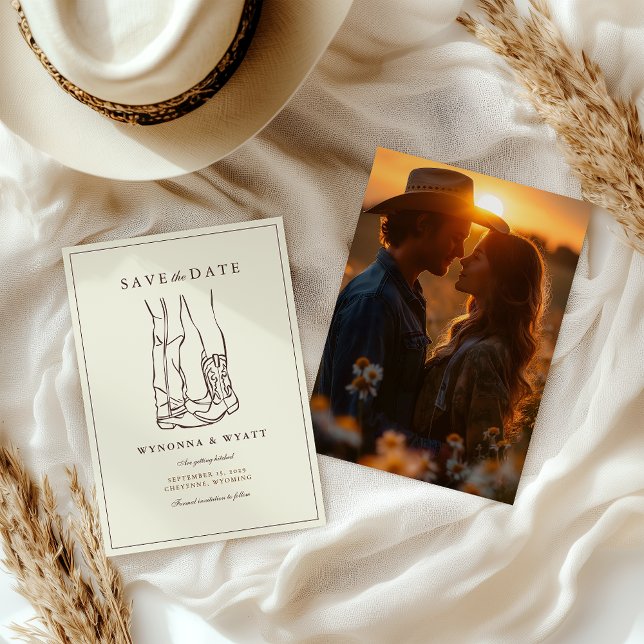 Reserve A Data Salve o Dia da Foto Moderna Rústica Ocidental (Western Rustic Photo Save the Date )