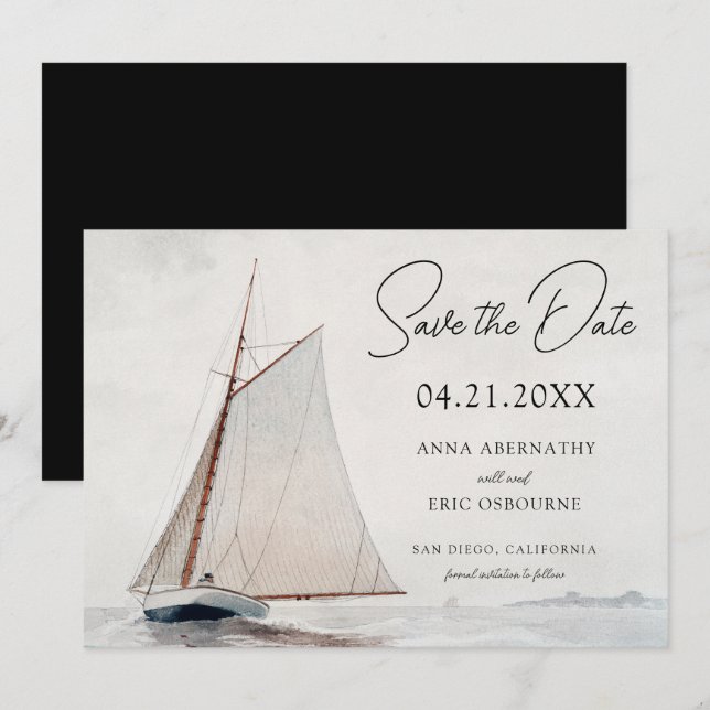 Reserve A Data Salve o Dia do Barco à Vela em Aquarela (Frente/Verso)