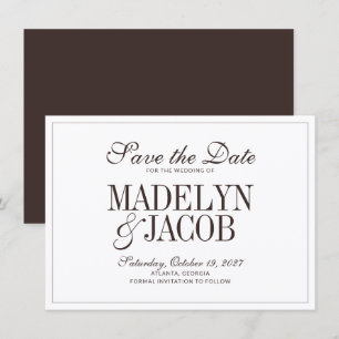 Reserve A Data Salve o Dia do Casamento Clássico Marrom