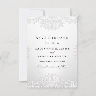 Reserve A Data Salve o dia do casamento em damasco branco vintage