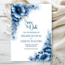 Salve o Dia do Casamento Floral Azul